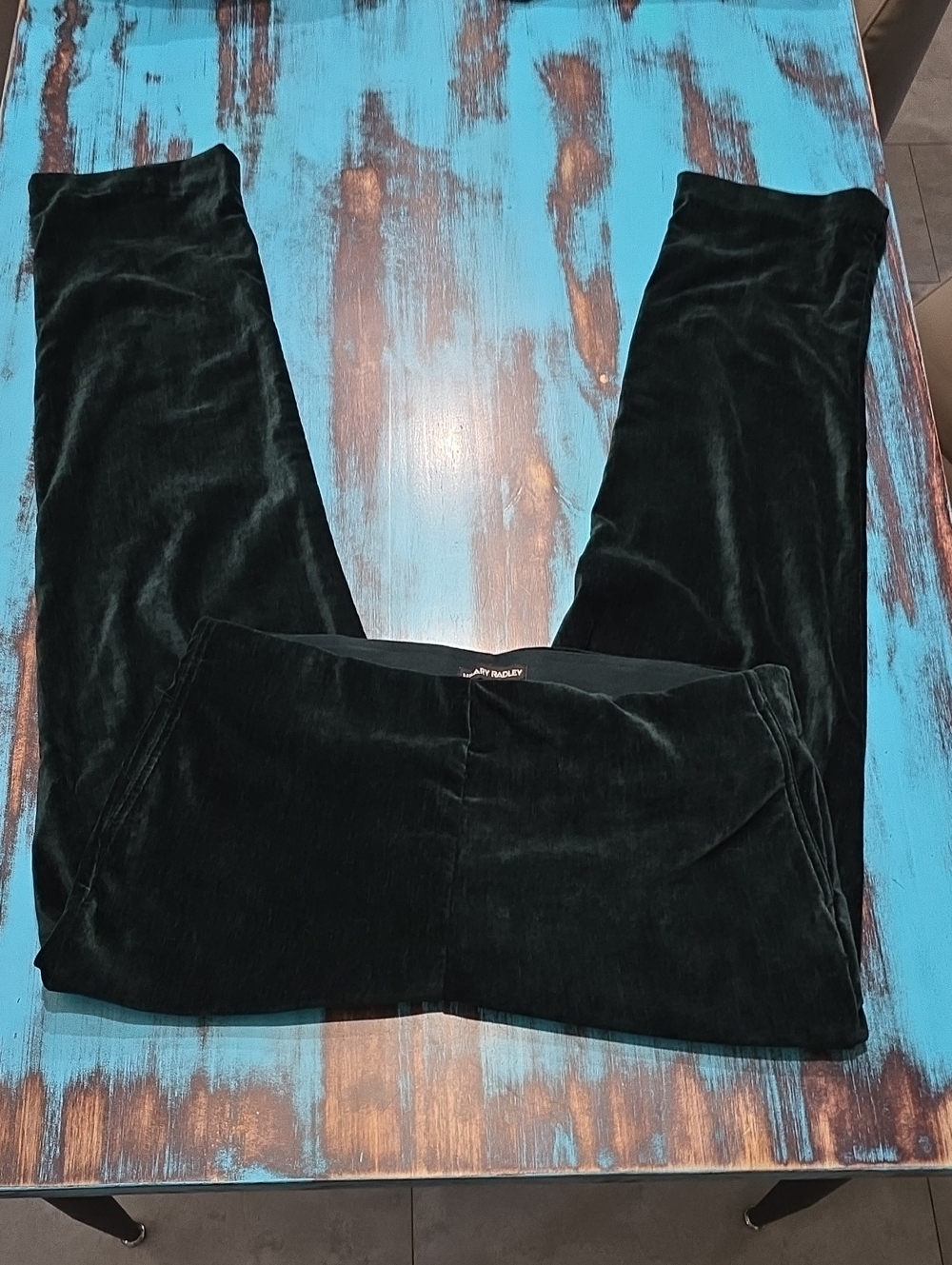 Hilary Radley Velvet Ankle Pants in Deep Green